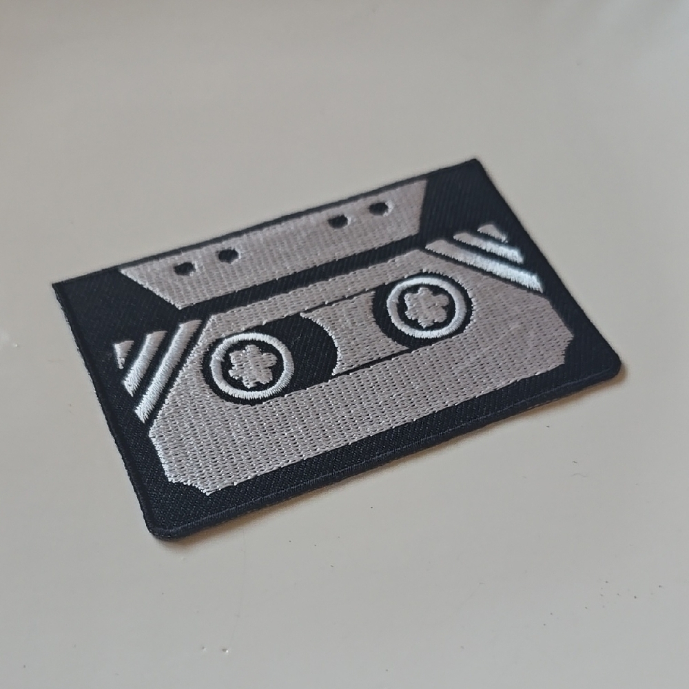 Retro Cassette Patch in Black and Gray